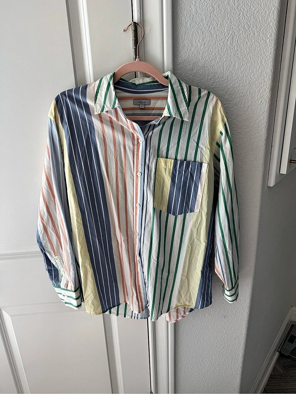 Rails Arlo Shirt Striped Button Down in White & Blue Small Like New